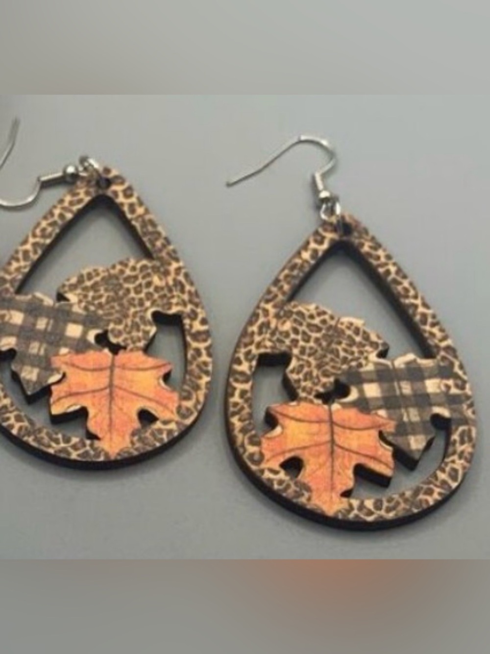 ADD 1 💰FREE/BUNDLE NWOT Earrings Autumn Leaves Wood cutouts, teardrops pierced 🍁